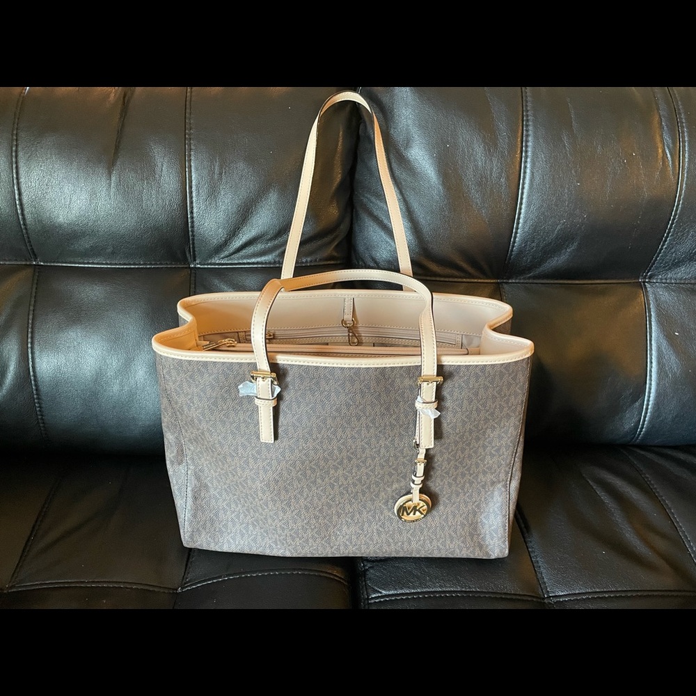 Michael Kors Large Brown Leather Jet Set Travel Tote